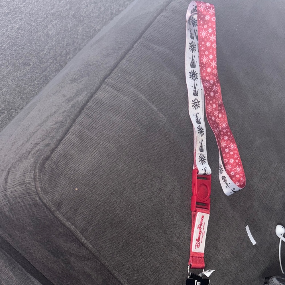 Disney Holiday Christmas  Red and White Snowflake Lanyard